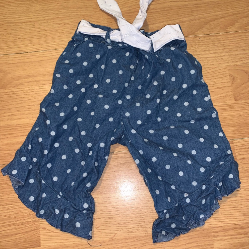 Polka Dot Tie-Front Crop Top - Blue & White
